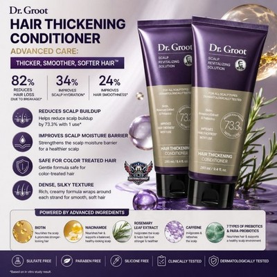 Dr. Groot Hair Thickening Conditioner Advanced Care Scalp Revitalizing 2 Pack 9.