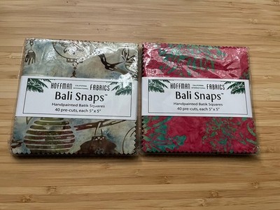 2 x Bali Batik Charm Squares 5  Square by Hoffman Fabrics -Macaron & Tiramisu