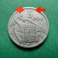 DIE CLASH -  5 Pesetas Ptas 1957 Spanien - Jahreszahl auf Rückseite eingeprägt