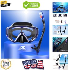 Snorkel Set Pano 3 Window Adult Snorkeling Gear, Professional Snorkel Goggles...