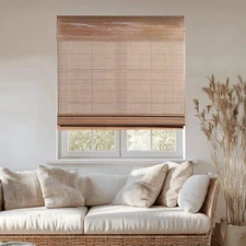 34"x64" Chicology Light Filtering Bamboo Roman Shade Acorn Brown