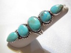 FABULOUS RETRO 2 1/4" LONG GENUINE TURQUOISE STERLING SILVER RING - SZ 8 - 11.1G — photo 3