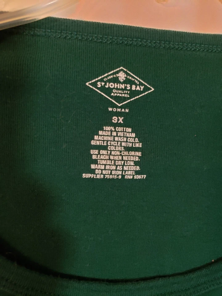 Camisa de algodón de manga larga para mujer Saint John's Bay talla 3X verde Foto 3 de 3