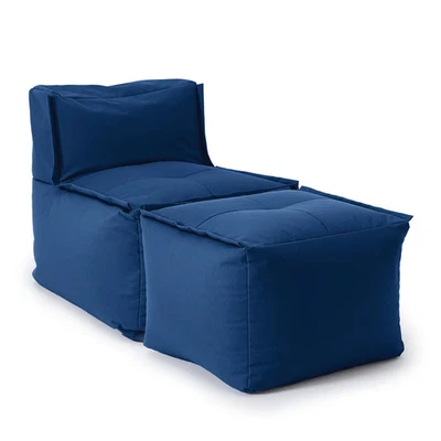 LUMALAND Gartenliege Sitzsack Set 2-tlg. Sessel Hocker Indoor Outdoor Terrasse - Bild 1 von 4