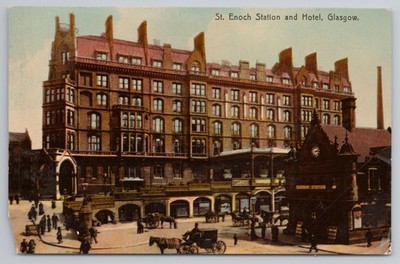 St Enoch Station Hotel Glasgow Schottland 1913 EAS Straßenszene Pferdekutschen