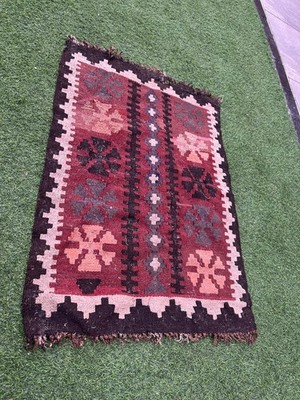 Miniatur ausgefallener antiker/vintage traditioneller Perserteppich, schöne Farben