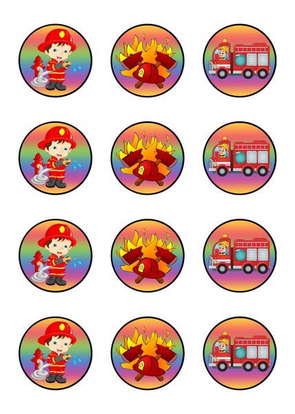 Muffinaufleger Cupcakes Muffins Kindergeburtstag Feuerwehr F01-image