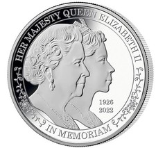 2022 Barbados In Memoriam Queen Elizabeth Double Portrait 1 oz Proof Silver Coin