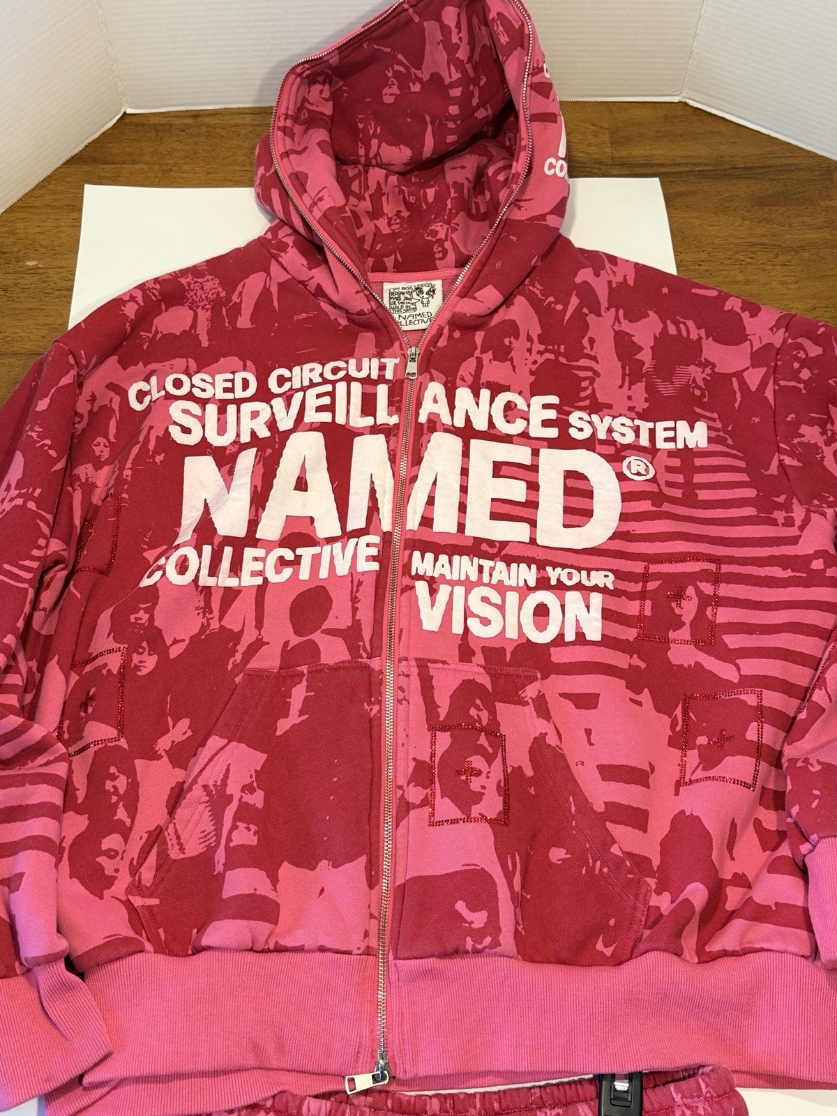 FULL SET Named Collective Pink Graphic Print Zip Hooded Fleece Tracksuit L/Xl