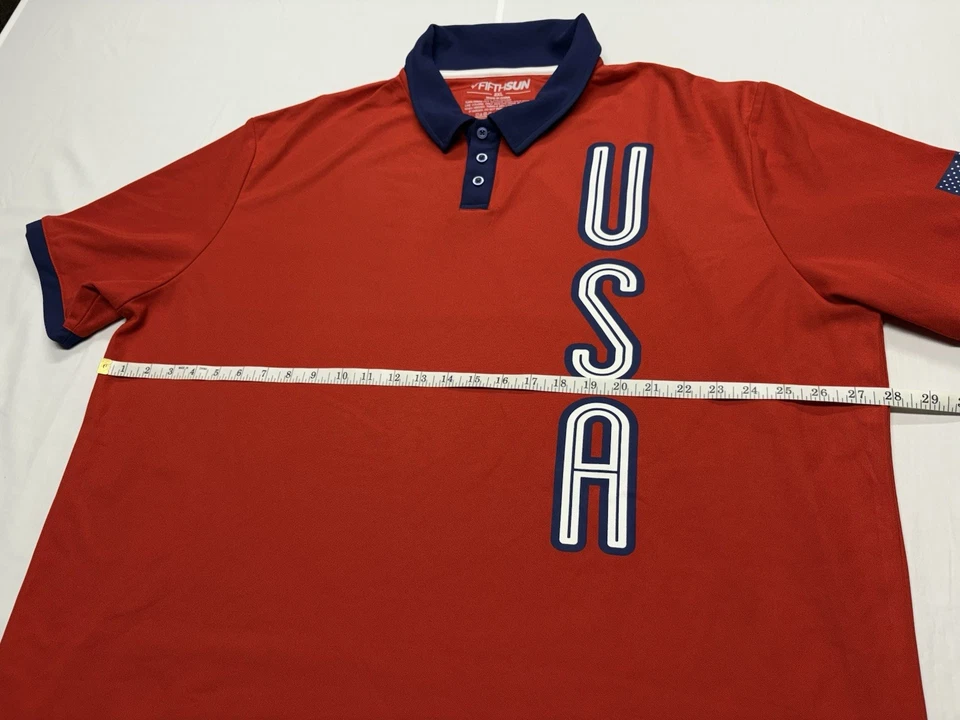 Fifth Sun Brand Team USA Red Men’s Performance Polo Shirt Size 2XL - Image 4 of 4
