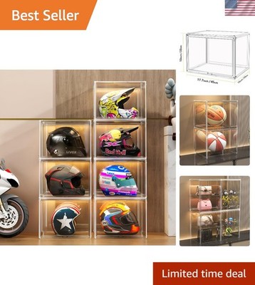 Large Clear Stackable Acrylic Storage Bins with Door, Dustproof Figure Collec...