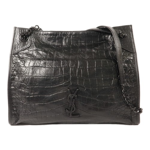 SAINT LAURENT YSL Niki Medium Tote Shoulder Bag Calfskin Leather Black