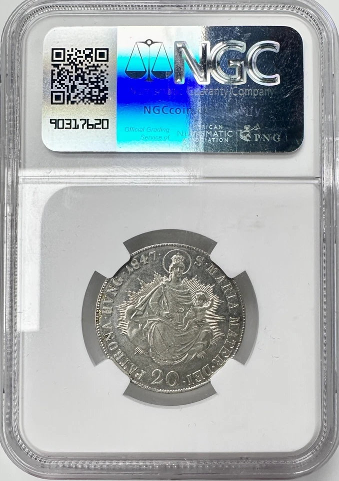 1847-B Hungary 20 Krajczar Silver Coin Graded MS61 NGC KM# 422 - Image 2 of 4