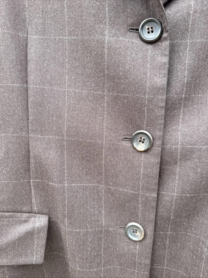 LUCIANO BARBERA 100% Lana Marrón Mujer Pantalones y Chaqueta Traje Alterado Foto 3 de 4