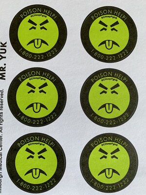 Mr. Yuk 200 Stickers (20 Sheets) Yuck FREE SHIP! 70's 80's 90's