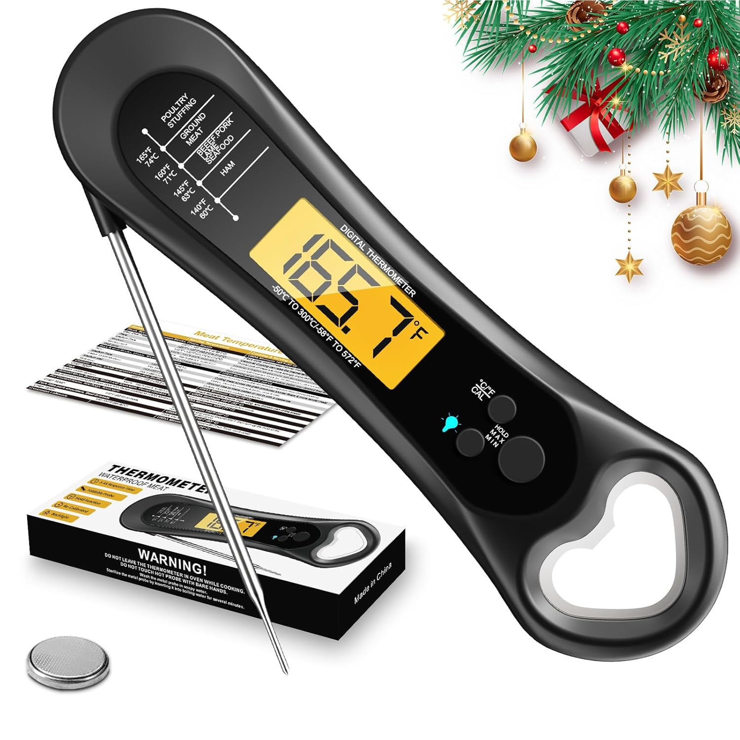 Meat Thermometer Digital, Instant Read Meat Thermometer for Grill and Cooking, I-image