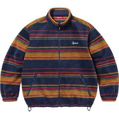 Supreme Stripe Zip Up Fleece Jacket Black Navy 2colors FW24 Supreme Stripe Zip Up Fleece Jacket Black Navy 2colors FW24