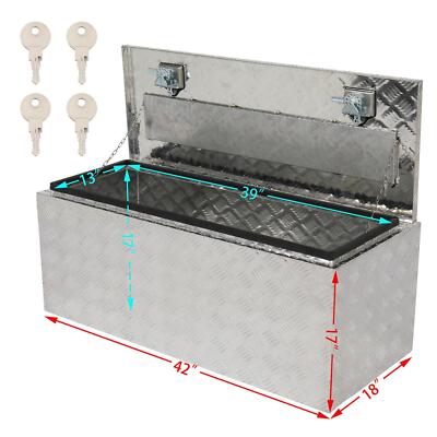 New 42'' Aluminum Truck Underbody Tool Box Trailer Storage Tool W/ Lock Silver