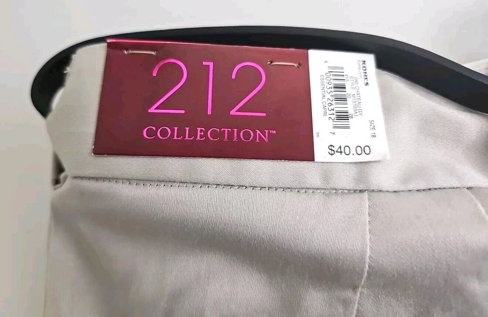 212 Collection ~Woman Size 18~ Beige Natural Fit Capris with Belt NWT  - Image 2 of 4