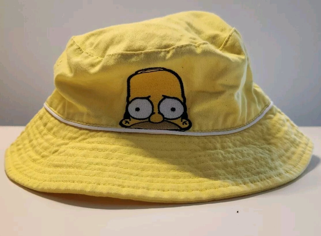 Bucket Hat THE SIMPSONS Homer Bright Yellow Beach Y2K Retro Rare One Size-image
