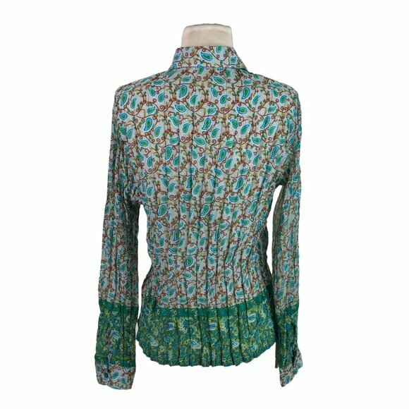 Roberta Freymann Small Blouse Button Front Paisle… - image 3