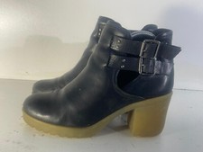 Deena & Ozzy Women's Shoes Size 7(40) Used Black Faux Leather Ankle Boots -E60