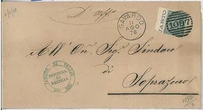 37927 KINGDOM: Saxon T15 sheet edge on envelope / circular - Gavardo 1878