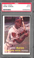 1957 Topps Hank Aaron # 20 Milwaukee Braves PSA 5 Certification # 04582052