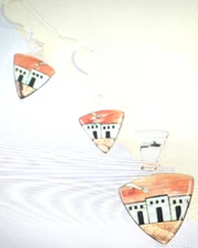 Coral and Multi Gemstone Pueblo Homes Earrings and Pendant in Sterling Silver 8