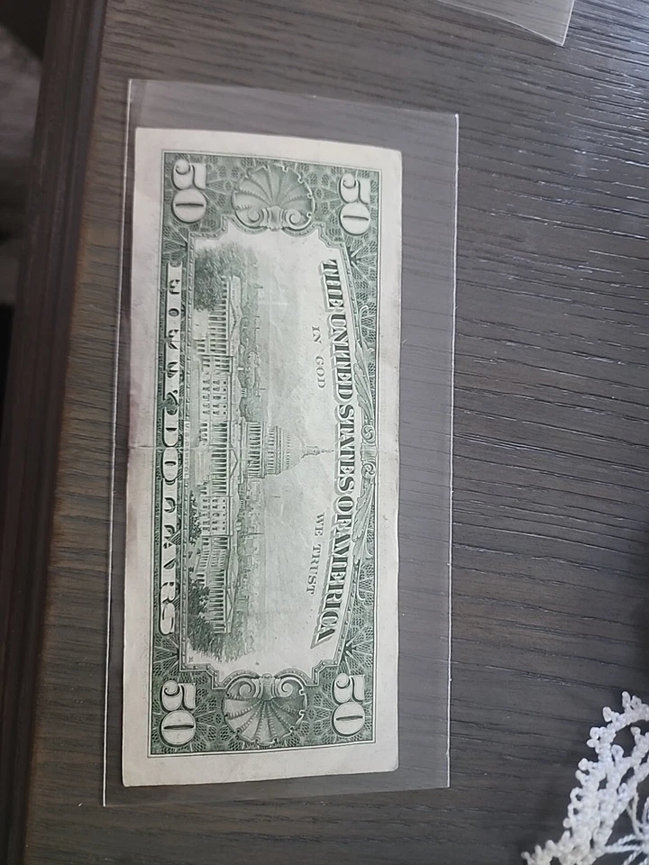 1985 Series 50 Dollar Bill Federal Reserve Note Washington DC - Image 2 of 3
