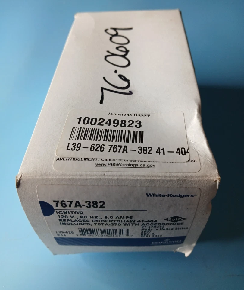 Encendedor de superficie caliente WHITE-RODGERS 767A-382, OEM, 120V AC 48TA45 Foto 4 de 4