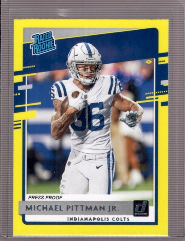 MICHAEL PITTMAN JR. 2020 Donruss Yellow Press Proof Rated Rookie RC #322