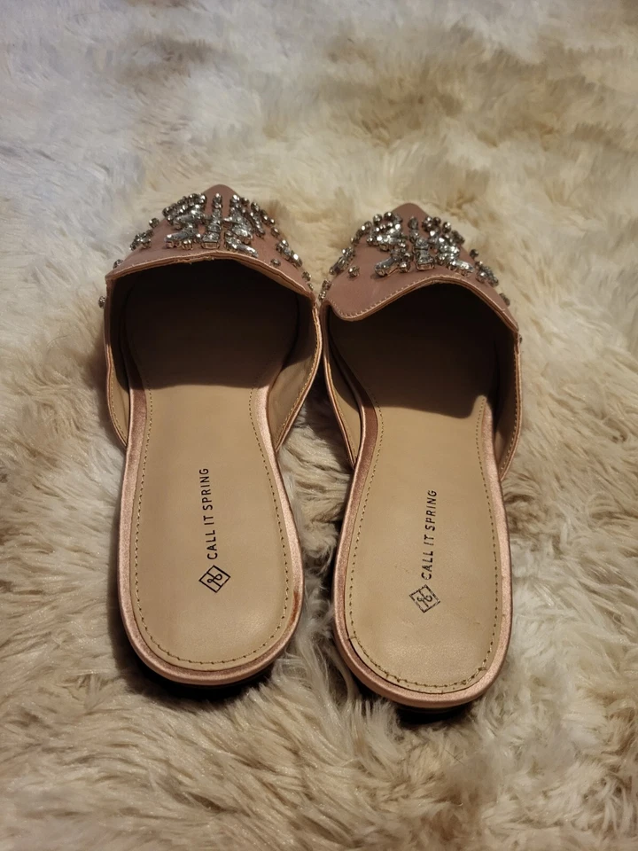 Call It Spring Stones Pointed Toe Slide Sandals Pink Sz 9 Lite Weight - Image 4 of 4