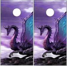 Purple Dragon Cornhole Wrap Bag Toss Skin Decal Sticker