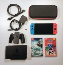 Nintendo Switch 128GB HAC-001(-01) Joy-Con Grip Case HDMI Dock Zelda TOTK