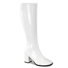 Gogo Boots Wide Calf Ladies Shiny Patent Man Made Retro Costume Boots