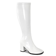 Gogo Boots Wide Calf Ladies Shiny Patent Man Made Retro Costume Boots