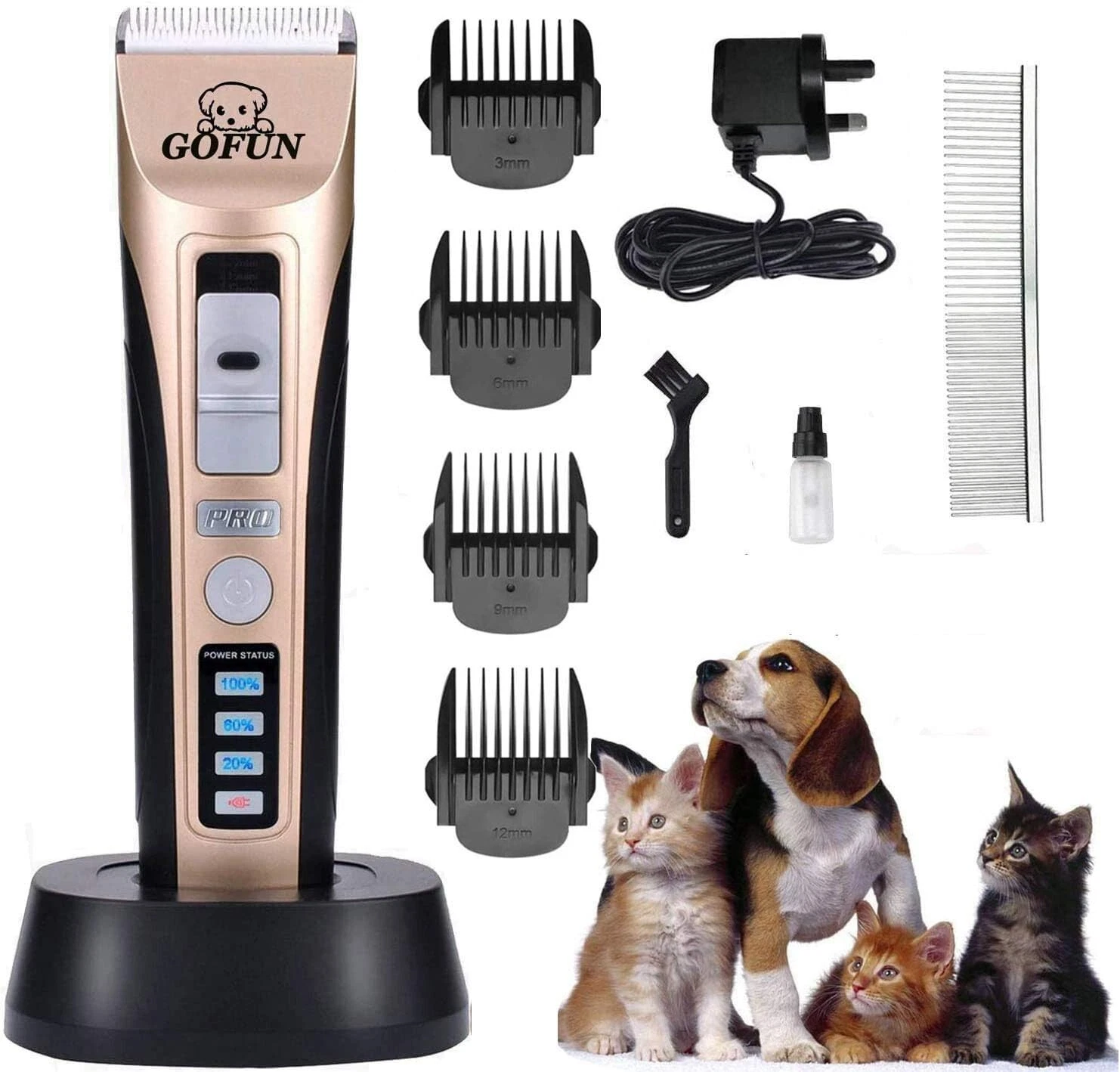 JHFUN Professional Pet Grooming Clippers Cats and Horses (UK Plug) BoxT