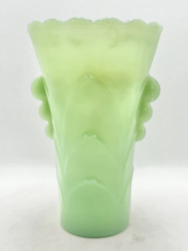 Vintage Jadeite Anchor Hocking Fire King Green Glass Art Deco Vase