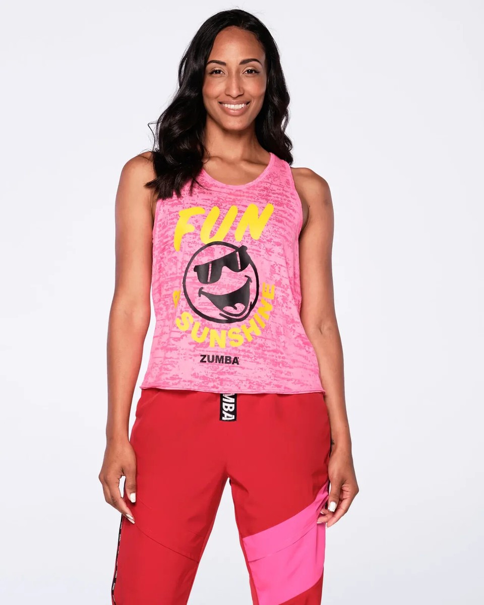 Zumba Fun Sunshine Tank Gumball Pink (bright pink) XS S Free Ship!