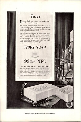 PRINT AD 1920 Ivory Soap Purity Procter & Gamble Laboratories Art Deco 6.75 x 10