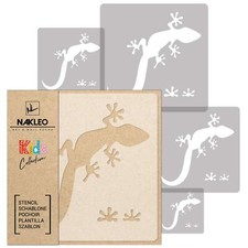 5 pcs Reusable Plastic Stencils - Gecko Lizard Reptile - 13.4" to 3.5" - Patt...