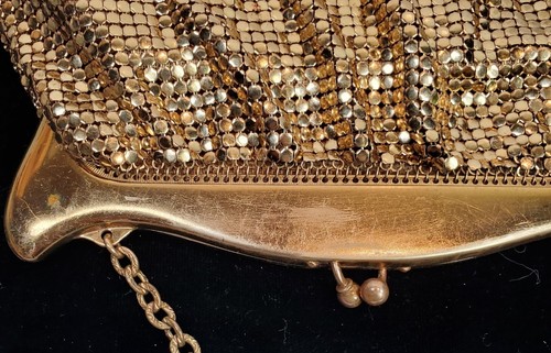 Vintage Whiting and Davis Co Mesh Gold Tasche Handtasche Art Deco Ära - Bild 4 von 11