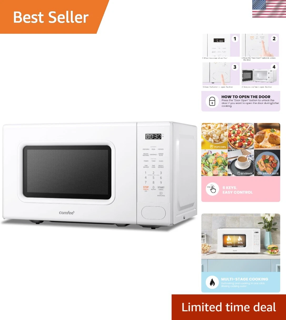 Compact 700W Microwave with Timer, Defrost & Stylish Retro Design - Modern White
Opens in a new wind