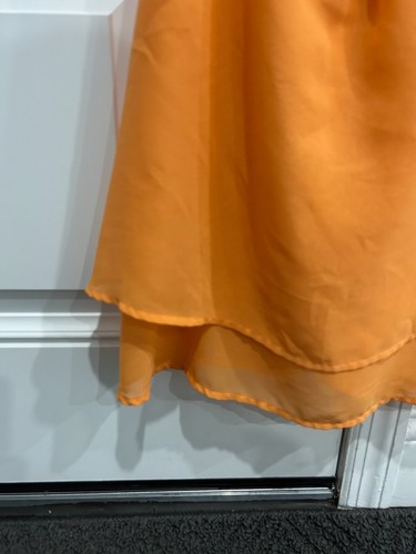 Orange Layered Chiffon Sleeveless Halter Top Spaghetti Straps Size S Baby Doll - Picture 4 of 9