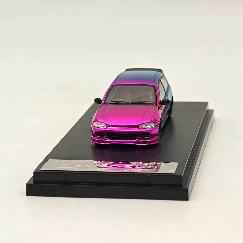 STREET WEAPON 1/64 Honda Civic EG6 Purple Diecast Models Car