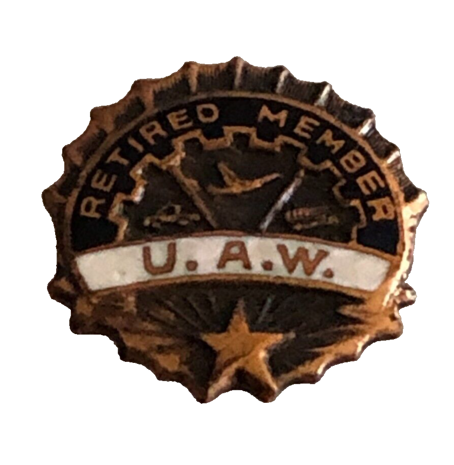 Vintage UAW (United Auto Workers) Retired Member Pin, 5/8" diameter, no