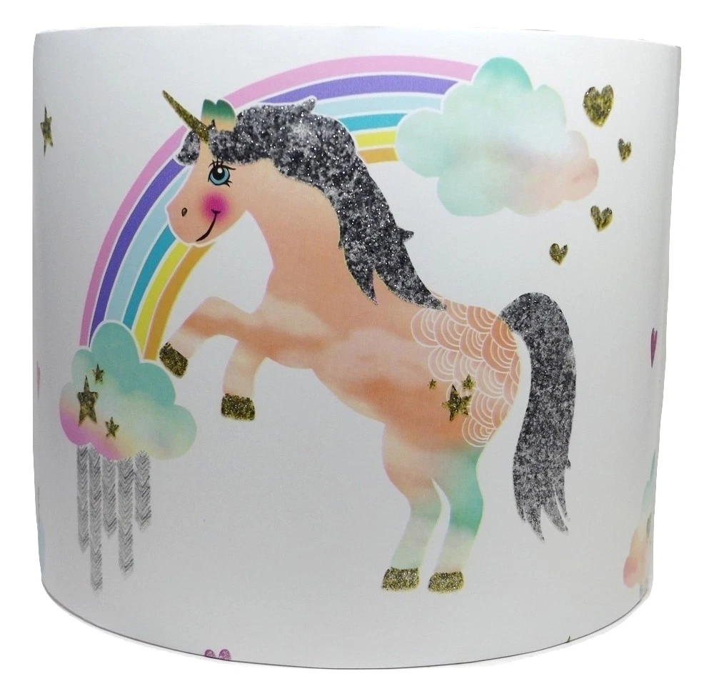 Rainbow Unicorn Lampshade Ceiling Light Shade Horse Glitter Bedroom Nursery Lamp