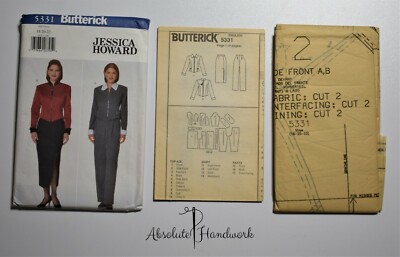 90's VTG BUTTERICK 5331 Sewing Pattern Lined Top Skirt & Pants Size 18 ...