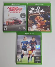 3 Xbox One Games Lot Need for Speed Hello Neighbor Fifa 16 2016 Soccer Tested